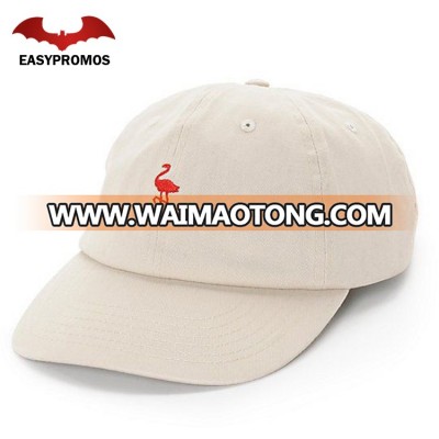 White Flat Embroidery Logo 6 Panel Baseball Cap Cotton Metal Buckle Strapback Hat